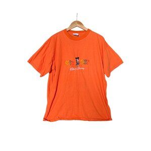 Vintage Mickey & Co Y2K 90s Mens Orange Mickey Mouse T-shirt Size L
